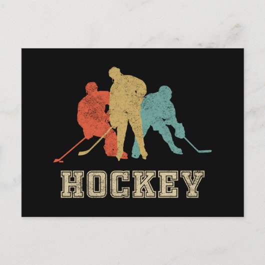 クラシックヴィンテージスタイルアイスホッケー インビテーションポストカード (正面)