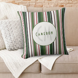 クラシックヴィンテージストライプグリモダンーンホワイトカスタム クッション