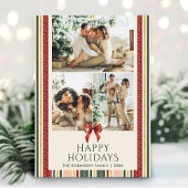 クラシックヴィンテージズストライプボウハッピーホリデー2写真 シーズンカード