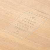 クラシックヴィンテージセージ結婚グリーン アクリル招待状 (レイダウン)