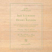 クラシックヴィンテージセージ結婚グリーン アクリル招待状 (正面)