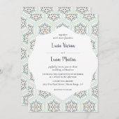 クラシックヴィンテージタイルのテクスチャパタ結婚ーン 招待状 (正面/裏面)