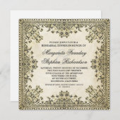 クラシックヴィンテージダマスクリハーサルディナー招待状 招待状 (正面/裏面)