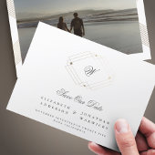 クラシックヴィンテージデコ金ゴールドモノグラムフレーム セーブザデート