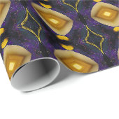 クラシックヴィンテージパープル&金ゴールドフレットパターン ラッピングペーパー (ロールコーナー)