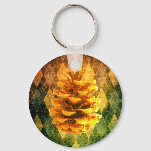 クラシックヴィンテージピアーガイルネコン素朴秋グリーン キーホルダー (正面)