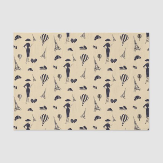 クラシックヴィンテージファッションブライダルシャワーティッシュペーパー 薄葉紙 (正面)