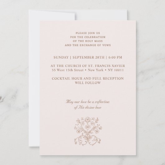 クラシックヴィンテージフレームカトリック結婚式招待状 招待状 (裏面)