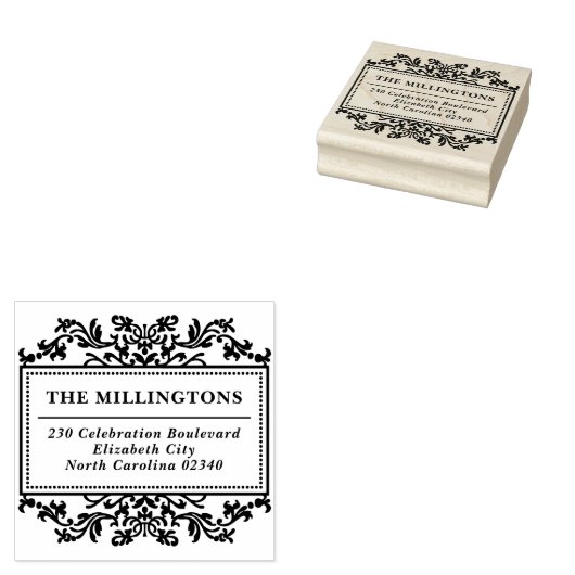 クラシックヴィンテージフレームファミリ名差出人住所 ラバースタンプ (押印)