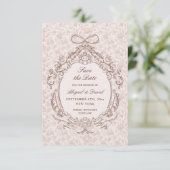 クラシックヴィンテージフレーム結婚式の日付の保存 セーブザデート (スタンド正面)