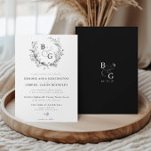 クラシックヴィンテージフローラクレストモノグラム結婚ズ 招待状