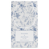 クラシックヴィンテージフローラブルーブライダルシャワー スモールペーパーバッグ (裏面)