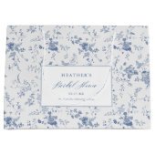 クラシックヴィンテージフローラブルーブライダルシャワー ラージペーパーバッグ (正面)