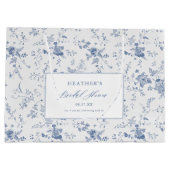 クラシックヴィンテージフローラブルーブライダルシャワー ラージペーパーバッグ (裏面)