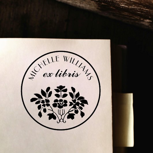 クラシックヴィンテージフローラ名Ex Libris蔵書票 セルフインキングスタンプ