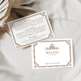 クラシックヴィンテージブラウン&ベージュ色結婚詳細 エンクロージャーカード
