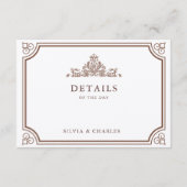 クラシックヴィンテージブラウン&ベージュ色結婚詳細 エンクロージャーカード (裏面)