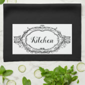 クラシックヴィンテージブラック&ホワイト キッチンタオル (折り畳み)