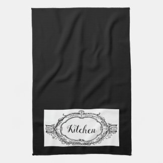 クラシックヴィンテージブラック&ホワイト キッチンタオル