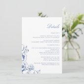 クラシックヴィンテージブルーフローラ庭園の結婚式詳細 エンクロージャーカード (スタンド正面)