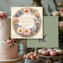 クラシックヴィンテージモダンフローラ水色ピンク金ゴールド