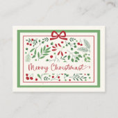 クラシックヴィンテージモダンレッドグリーンフローラクリスマス 割引カード (正面)