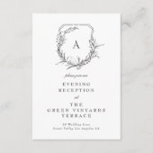 クラシックヴィンテージモノグラムクレスト結婚式レセプション エンクロージャーカード (正面)