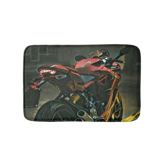 クラシックヴィンテージモーターサイクルギフト バスマット (正面)
