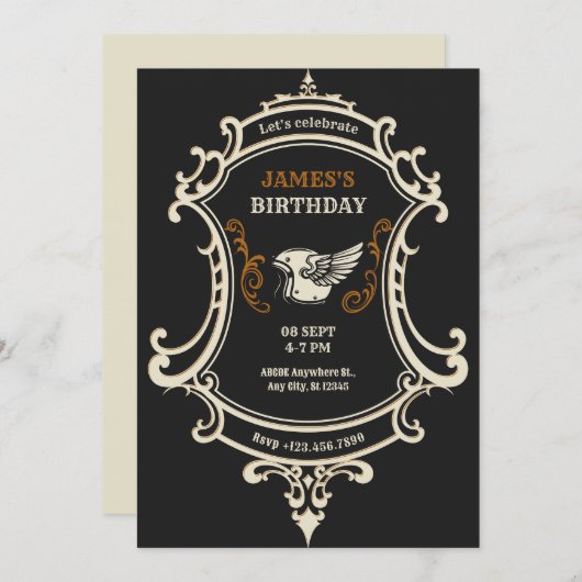 クラシックヴィンテージレトロ自動二輪車 招待状 (正面/裏面)