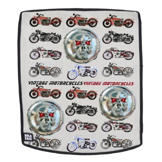 クラシックヴィンテージ二輪車及び金属スカル バックパック (取り外し可フェース)