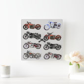 クラシックヴィンテージ二輪車 スクエア壁時計 (ホーム)