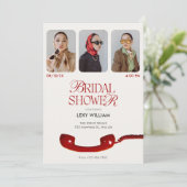 クラシックヴィンテージ写真コラージュブライダルシャワー 招待状 (スタンド正面)