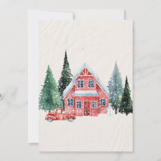 クラシックヴィンテージ冬ワンダーランド赤ちゃんシャワー 招待状 (裏面)