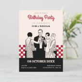 クラシックヴィンテージ女の子パーティー誕生日 招待状 (スタンド正面)