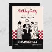 クラシックヴィンテージ女の子パーティー誕生日 招待状 (正面/裏面)