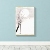 クラシックヴィンテージ日本の夜月の風景すみえ キャンバスプリント (インサイチュ (ウッドフロア))