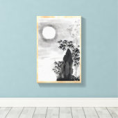 クラシックヴィンテージ日本の夜月の風景すみえ キャンバスプリント (インサイチュ (ウッドフロア))