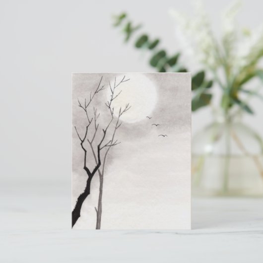 クラシックヴィンテージ日本の夜月の風景すみえ ポストカード (スタンド正面)