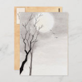 クラシックヴィンテージ日本の夜月の風景すみえ ポストカード (正面/裏面)