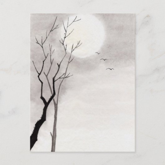 クラシックヴィンテージ日本の夜月の風景すみえ ポストカード (正面)