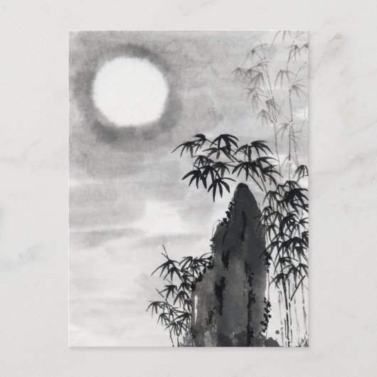 クラシックヴィンテージ日本の夜月の風景すみえ ポストカード (正面)