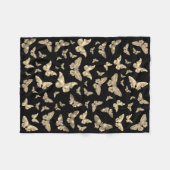 クラシックヴィンテージ暗いゴシック蝶の絵柄 フリースブランケット (正面(横))