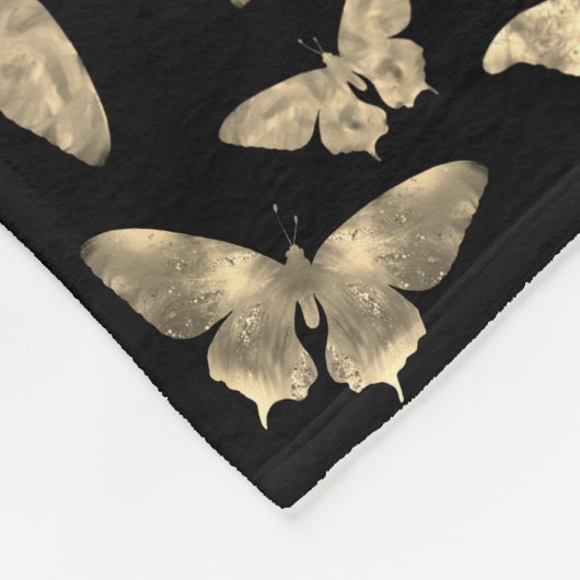 クラシックヴィンテージ暗いゴシック蝶の絵柄 フリースブランケット (角)