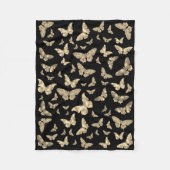 クラシックヴィンテージ暗いゴシック蝶の絵柄 フリースブランケット (正面)