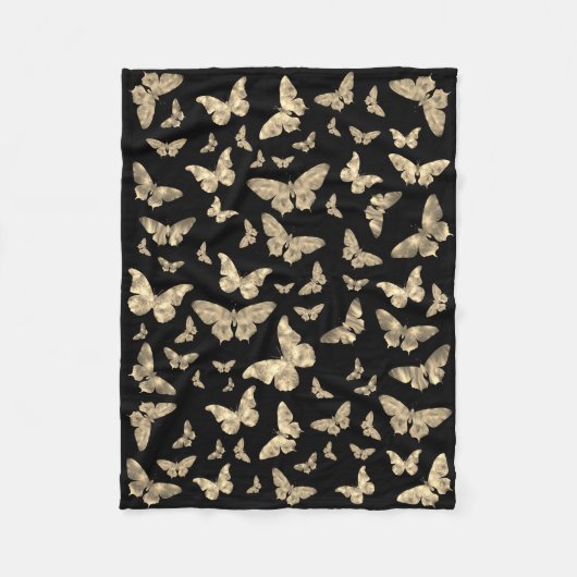 クラシックヴィンテージ暗いゴシック蝶の絵柄 フリースブランケット (正面)