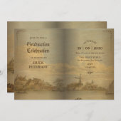 クラシックヴィンテージ書の卒業 招待状 (正面/裏面)