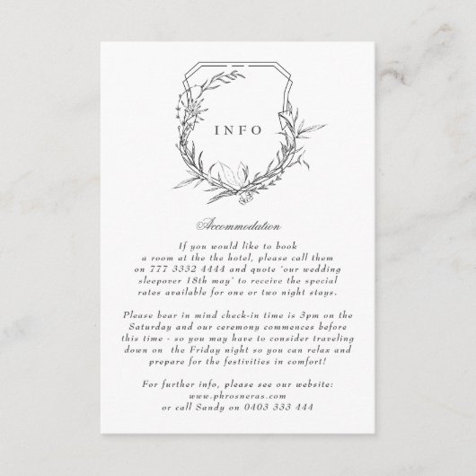 クラシックヴィンテージ植物性フローラモノグラムクレスト エンクロージャーカード (正面)