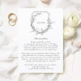 クラシックヴィンテージ植物性フローラモノグラムクレスト エンクロージャーカード