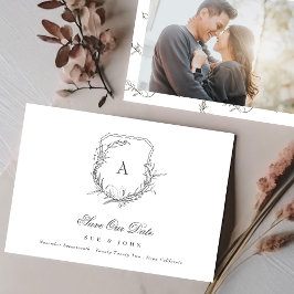 クラシックヴィンテージ植物性フローラモノグラムクレスト セーブザデート