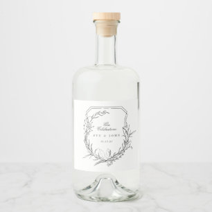 クラシックヴィンテージ植物性フローラモノグラムクレスト リキュールボトルラベル